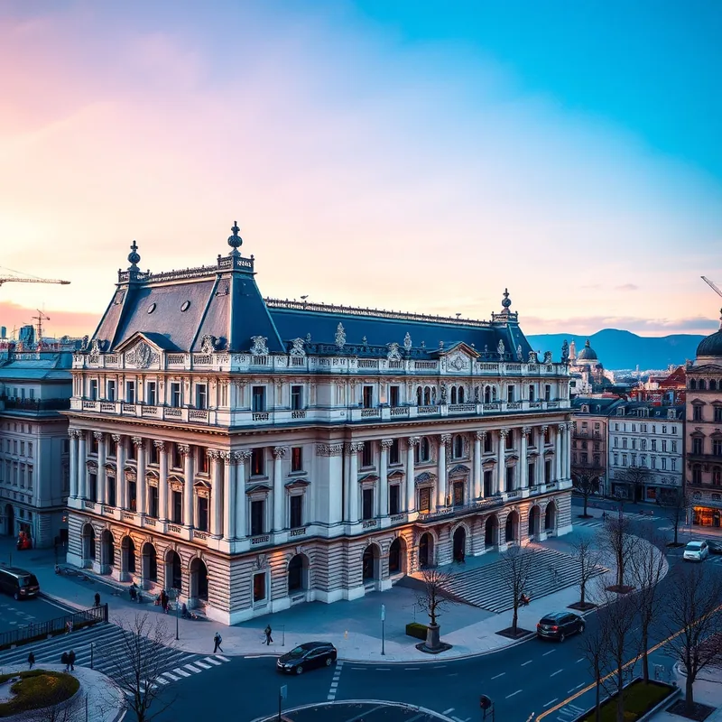 Vue du Palais de Justice, mettant en valeur son architecture et son environnement.
