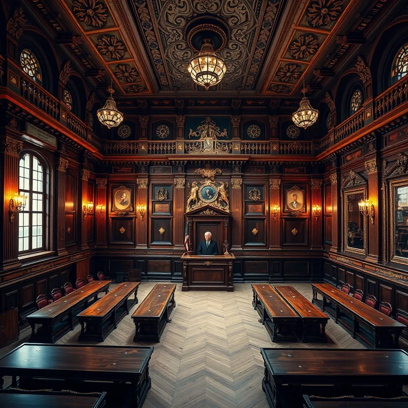 Salle d'audience historique à Lyon, reflet des procès célèbres.