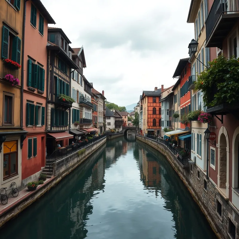 Vue pittoresque des canaux et bâtiments colorés d'Annecy.